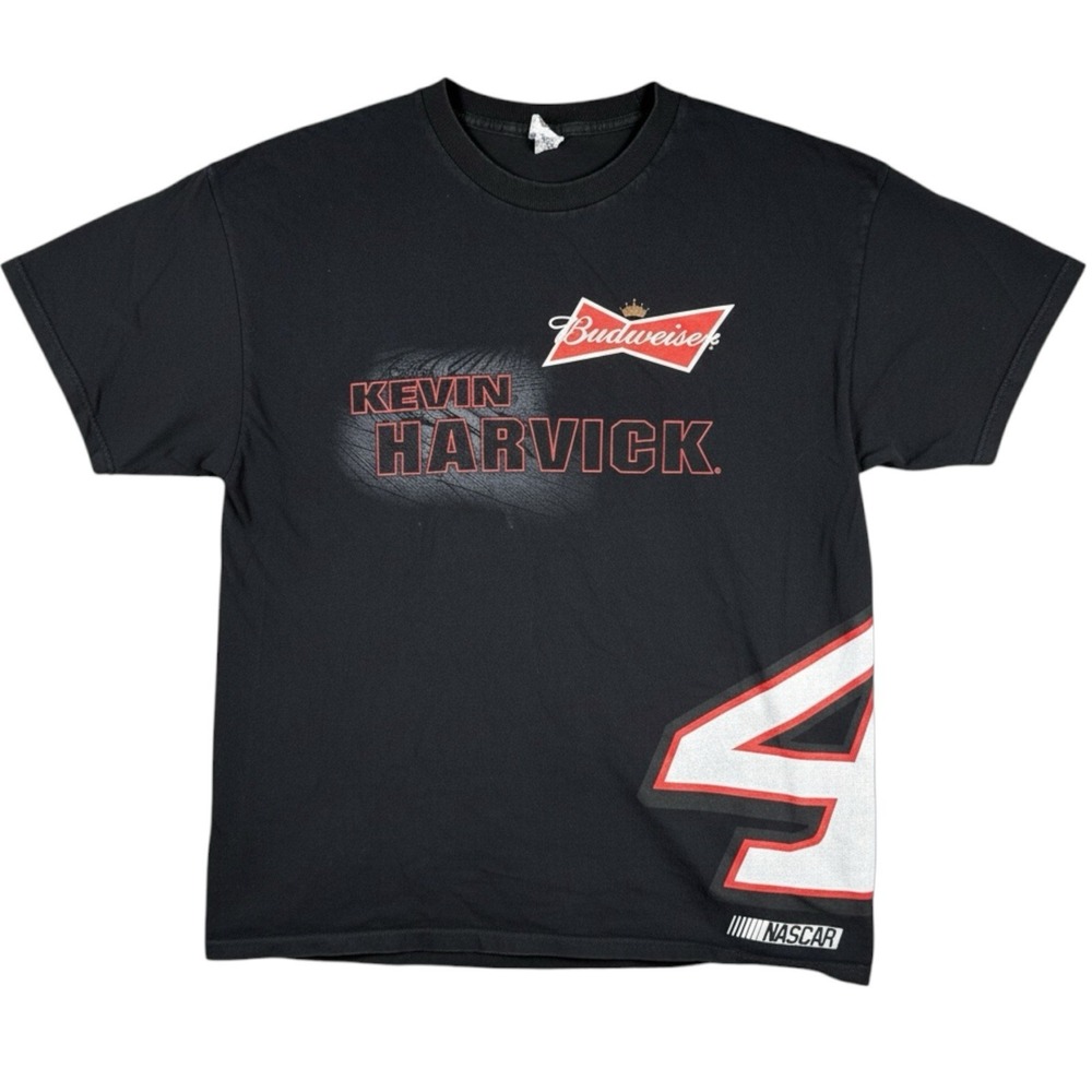 Vintage Kevin Harvick T Shirt Mens XL Black‎ Graphic Print NASCAR Beer Racing